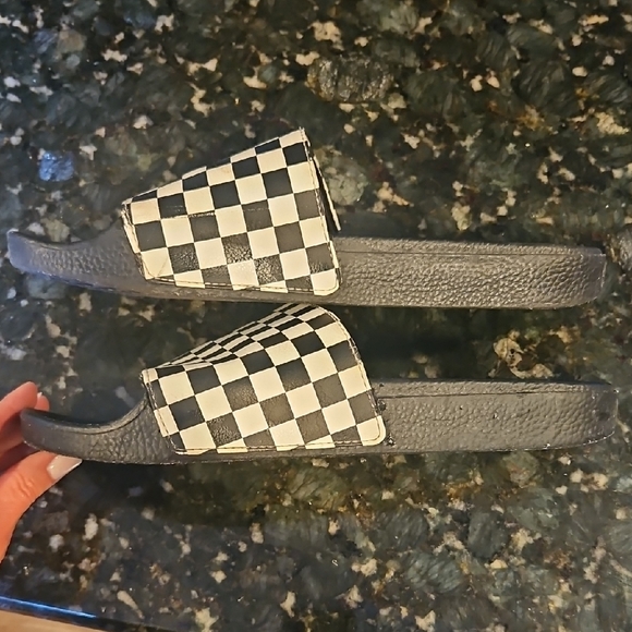 Vans Black and White Checkerboard Slide Sandals - Picture 3 of 4